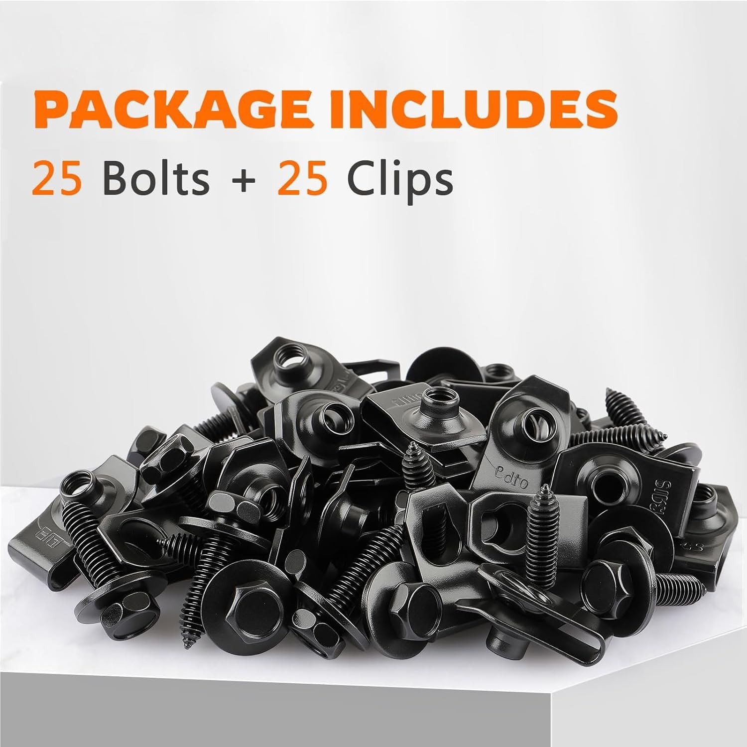 2 or 50 Pcs Body Fasteners – 25 Bolts & 25 U-Nut Clips for Fender, Engine Cover