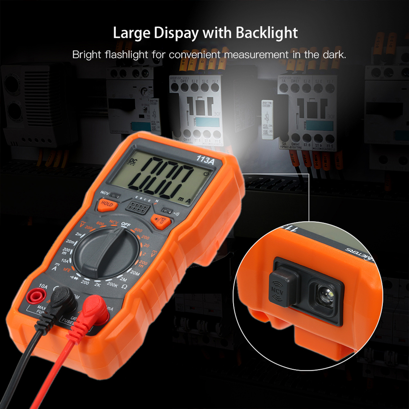 RICHMETERS RM113A NCV Digital Multimeter HFE AC/DC Voltage Measuring Meter I6L7