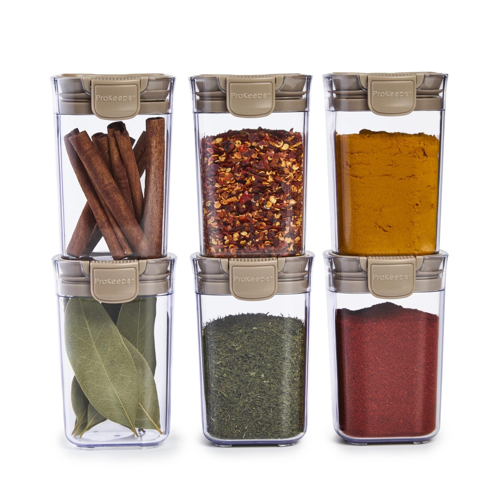 ProKeeper Progressive Spice Storage Container Set, 6 Airtight 5-Oz Keepers