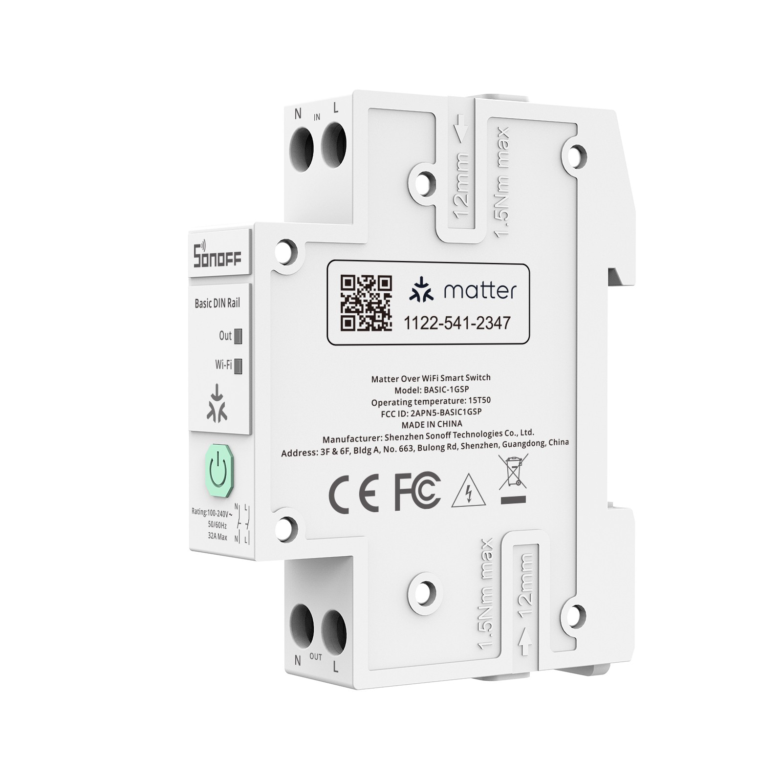 SONOFF 1P Din Rail Circuit Breaker Smart Wi-Fi Switch 32A Matter Energy Metering