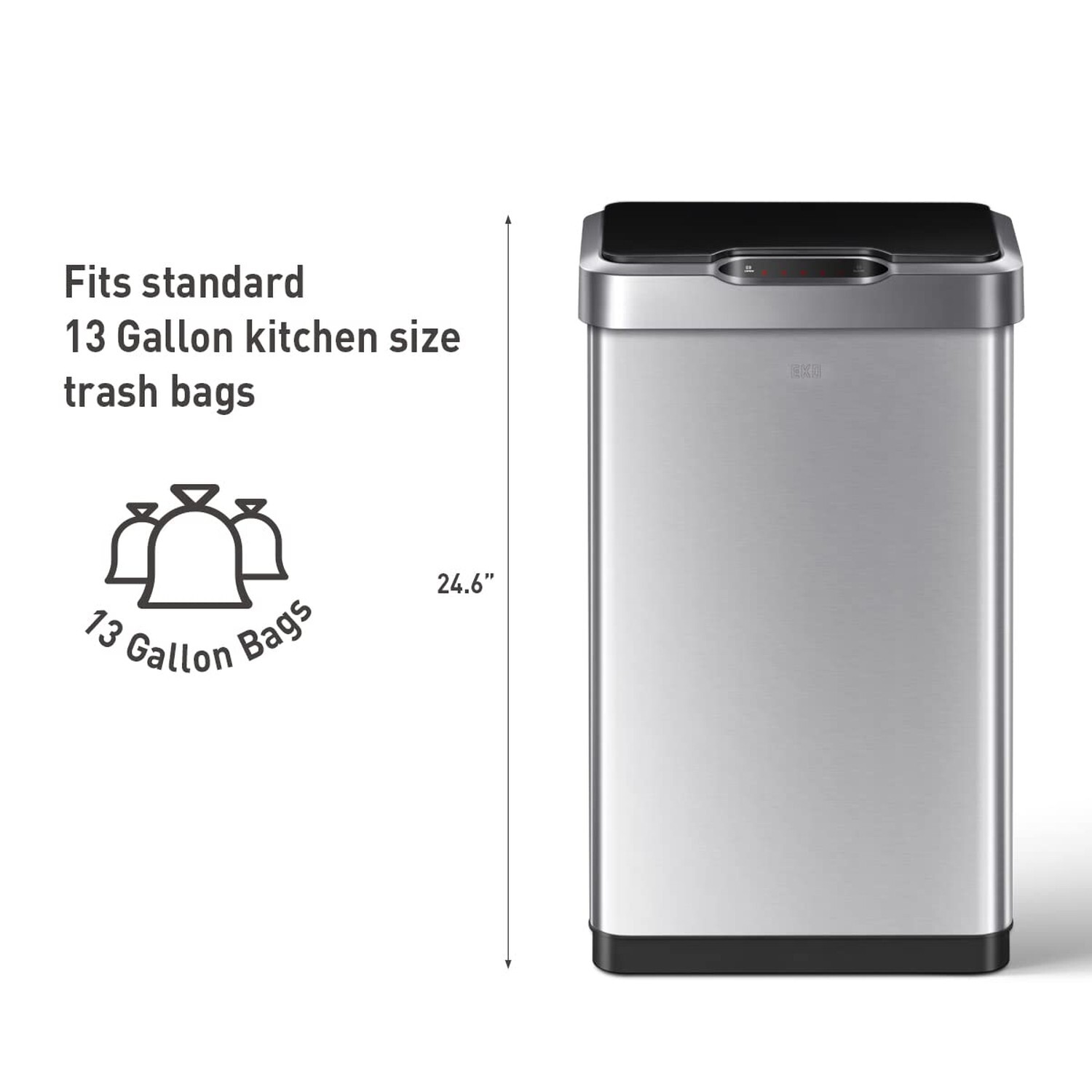 EKO Mirage-T 50 Liter / 13.2 Gallon Touchless Rectangular Motion Sensor Trash…