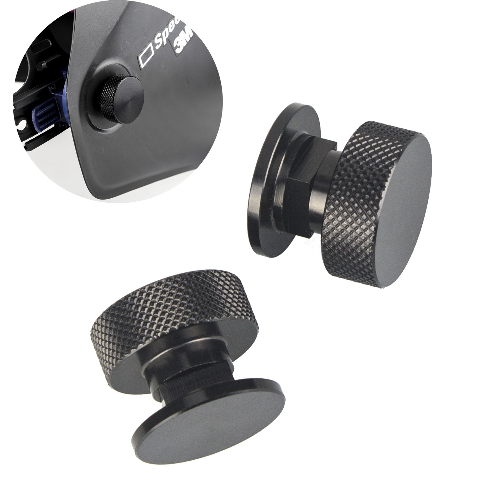 Light Weight Aluminum Pipeliner helmet fasteners (Black Knurled) welding hood