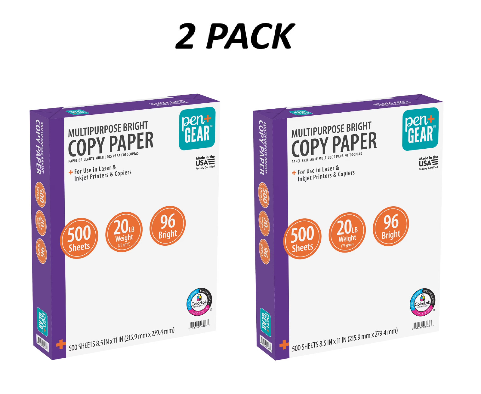 2 Pack Pen+Gear 500 Sheets Each Multipurpose Bright White Paper 8.5×11.