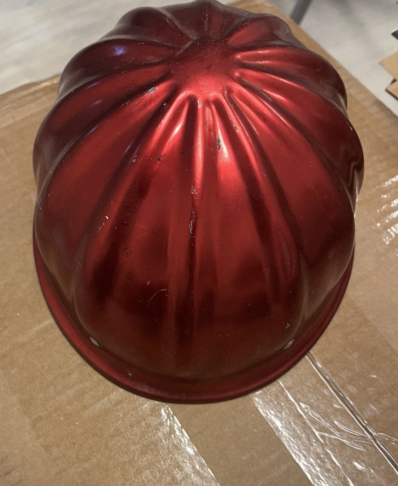 Vintage Fibre-Metal SuperLite Aluminum Hard Hat 1960-70’s Safety Cap CRIMSON