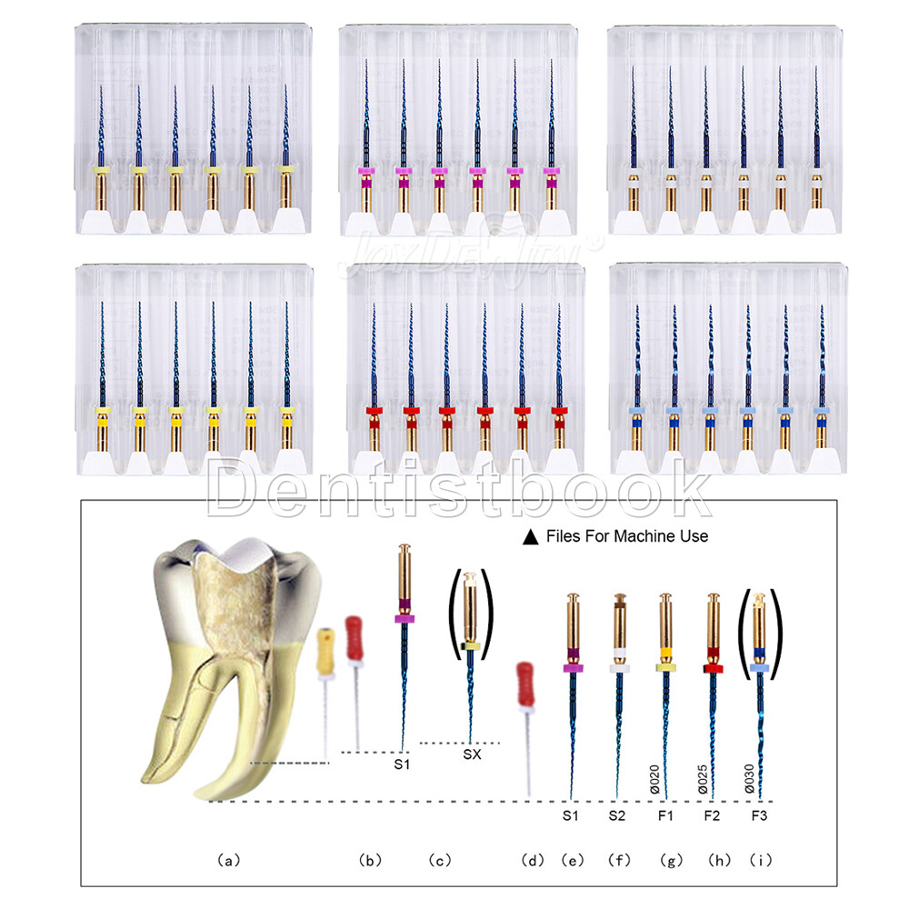 AZDENT Dental NITI Endo Rotary Files Gold Taper Endodontic Engine Use SX-F3 25mm