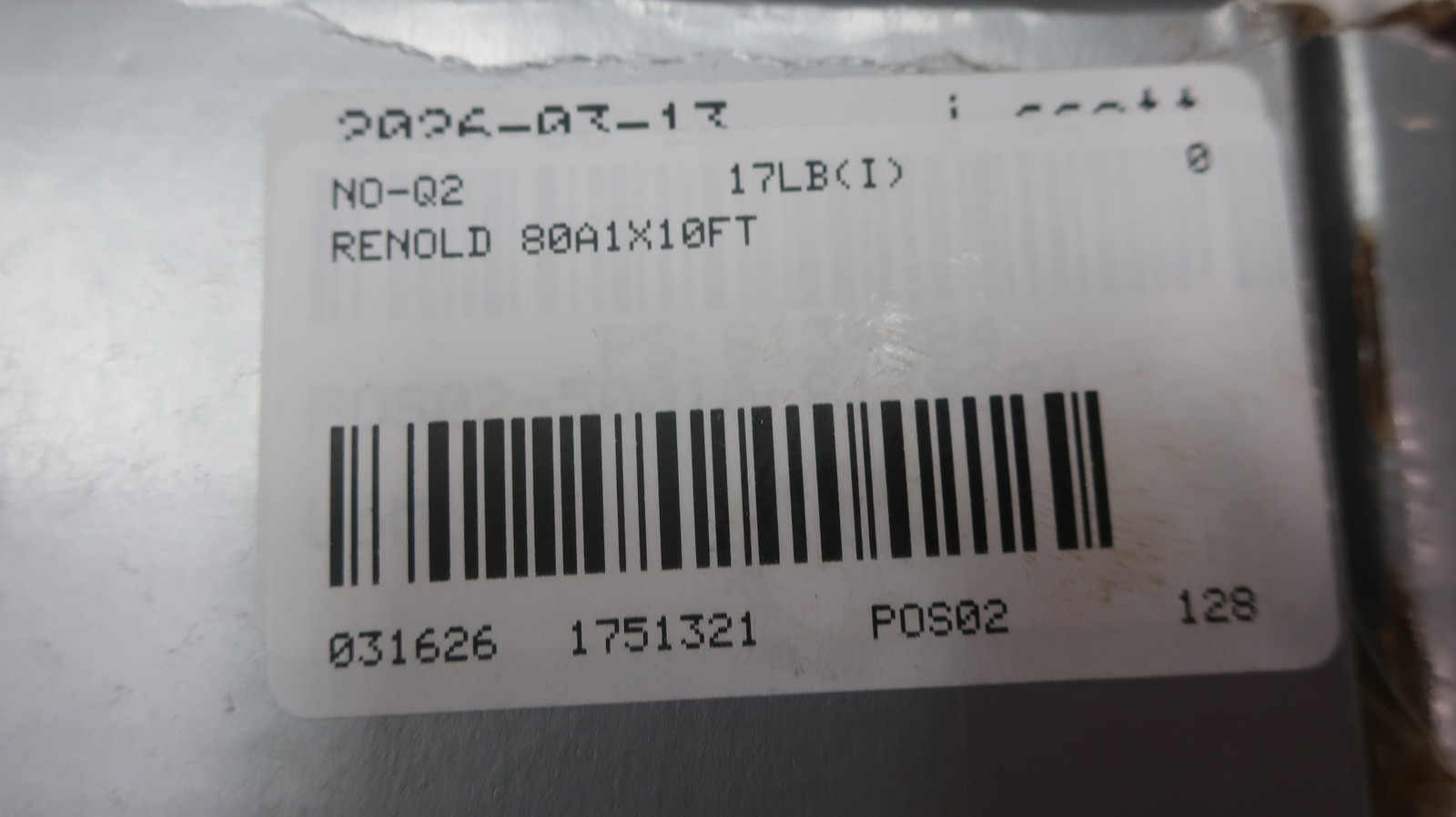 Renold 80A1X10FT Roller Chain 10ft Single 1in