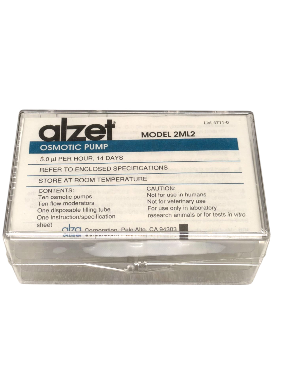 ALZET OSMOTIC PUMP MODEL 2ML2 5.0 µl PER HOUR, 14 DAYS