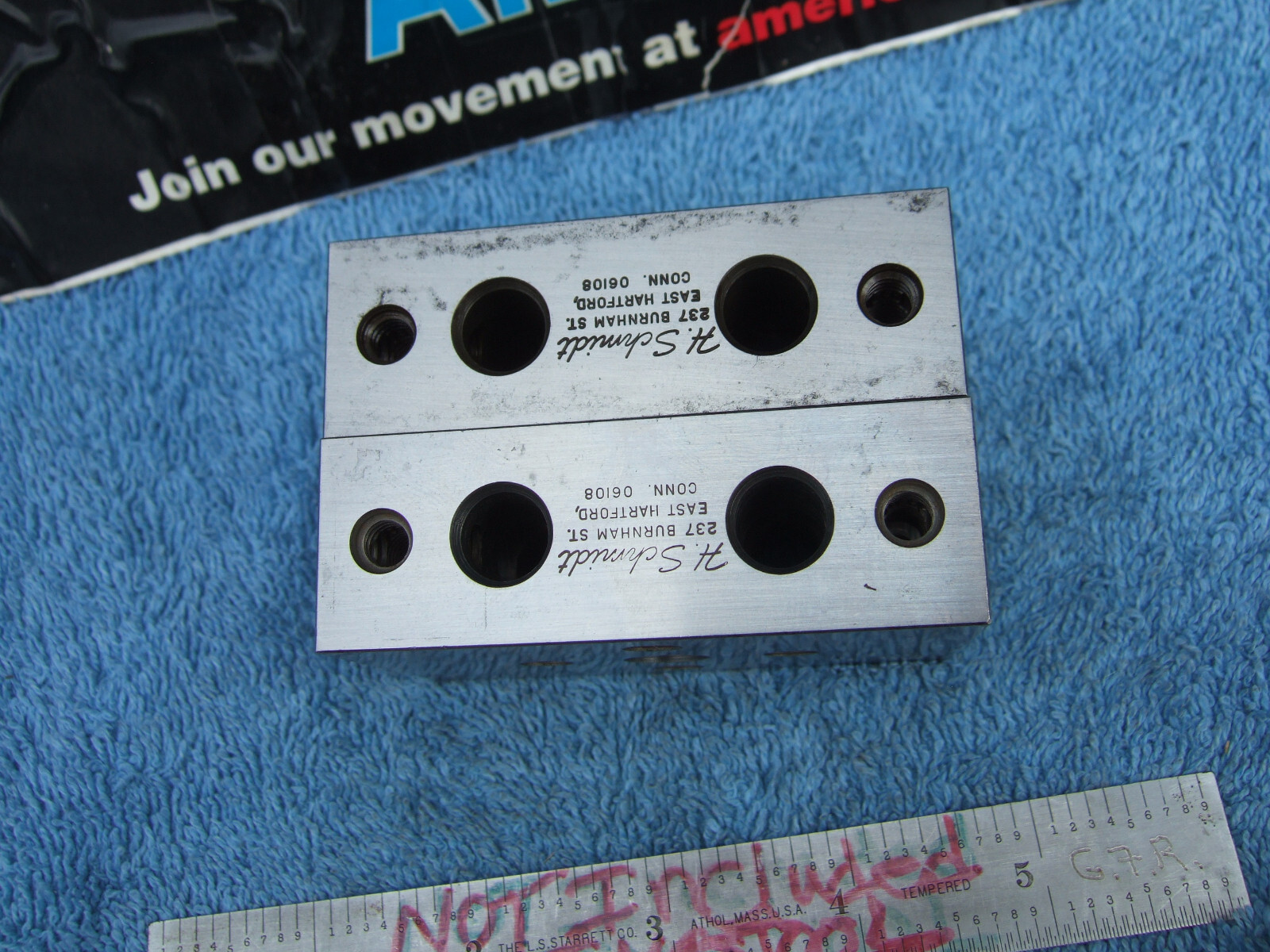 Hermann Schmidt 1-2-3 BLOCKS STAINED USA MADE TOOLMAKER MACHINIST INSPECT GRIND