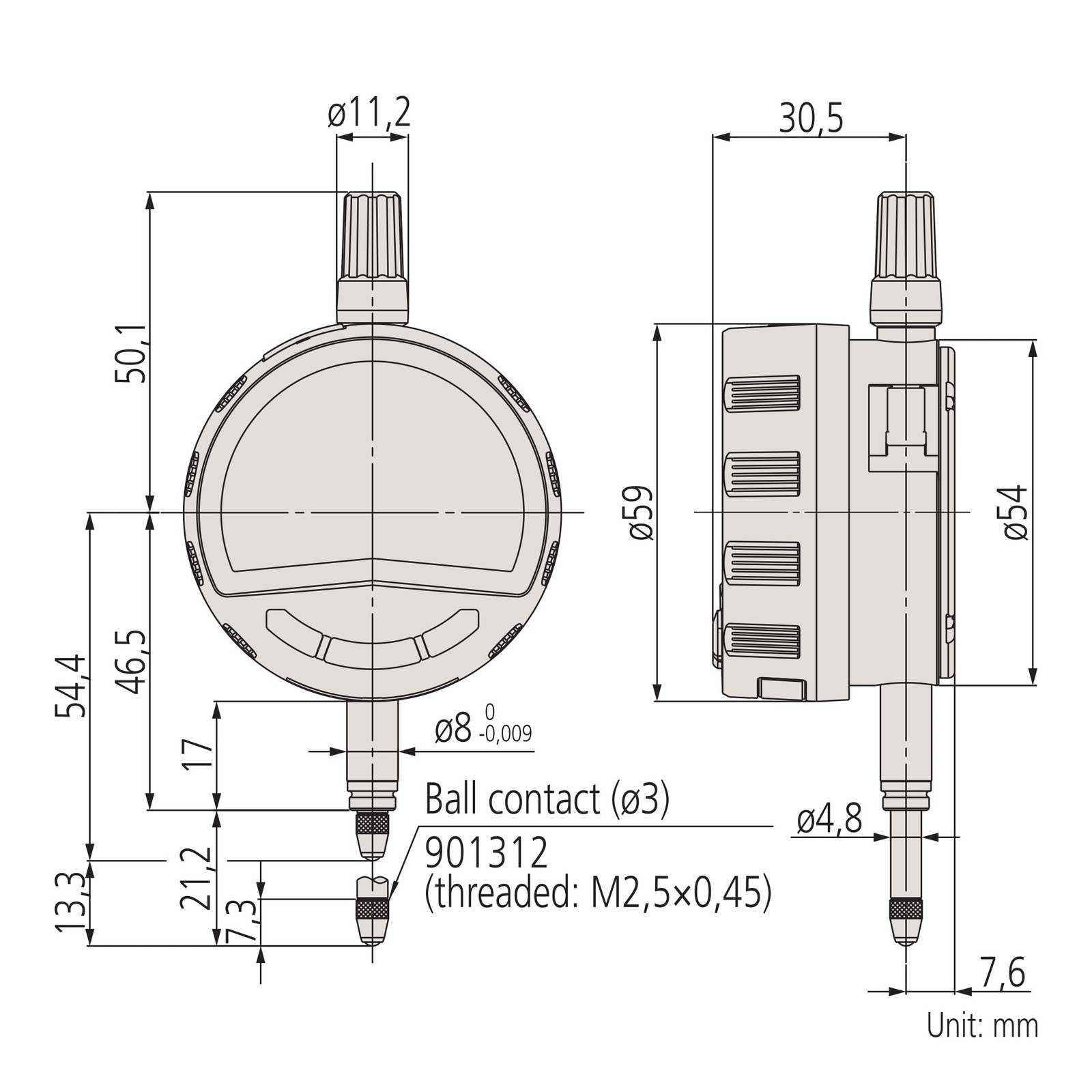 Mitutoyo Digimatic Indicator 543-700B ID-C0512NXB 12.7mm Range 0.01mm Resolution