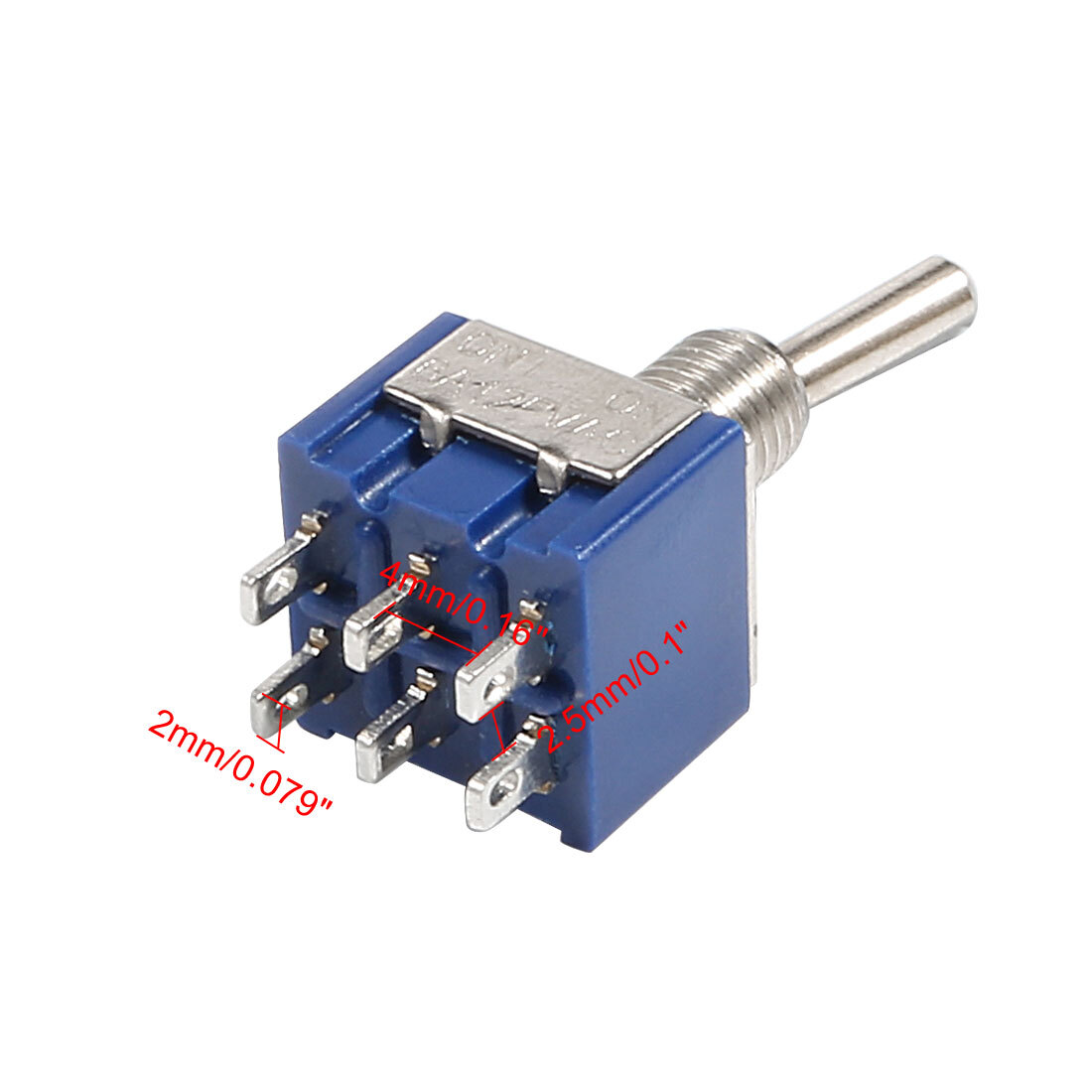 Miniature DPDT On/On 6 Pin 2 Position Latching Mini Toggle Switch AC 125V 6A NEW