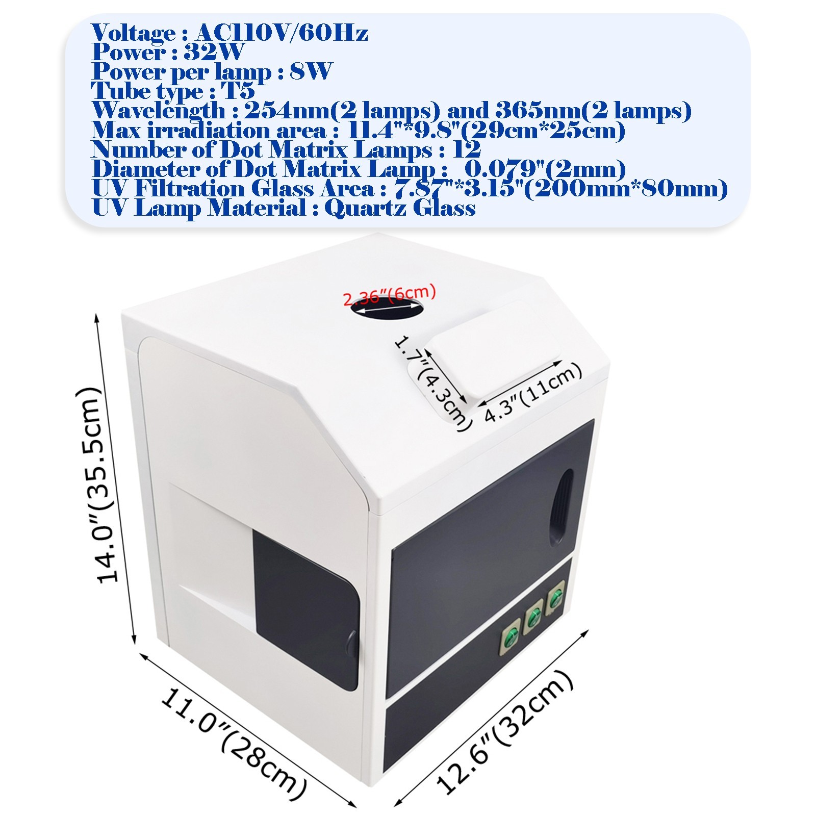 110V 60Hz Dark Box Ultraviolet Analyzer Lab Ultraviolet Analysis Tester