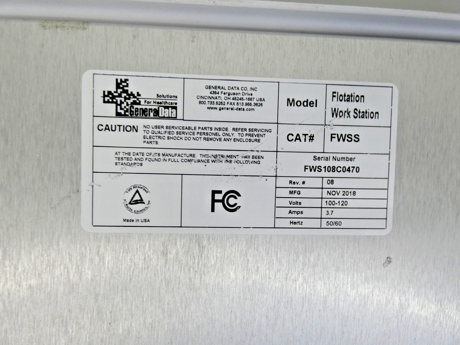 General Data / TBS Triangle Biomedical Services FWSS Flotation Work Station