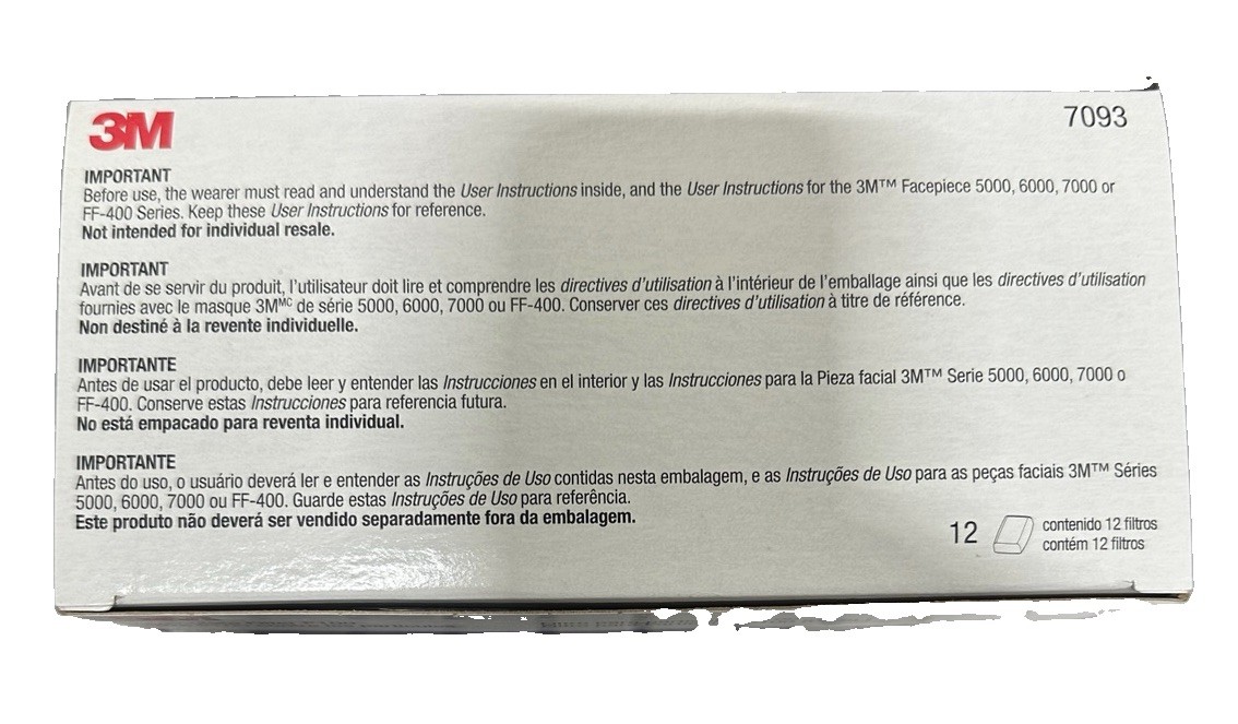 3M 7093 P100 Particulate Filters Respirator Cartridges 12ct Filters Exp 04/2026