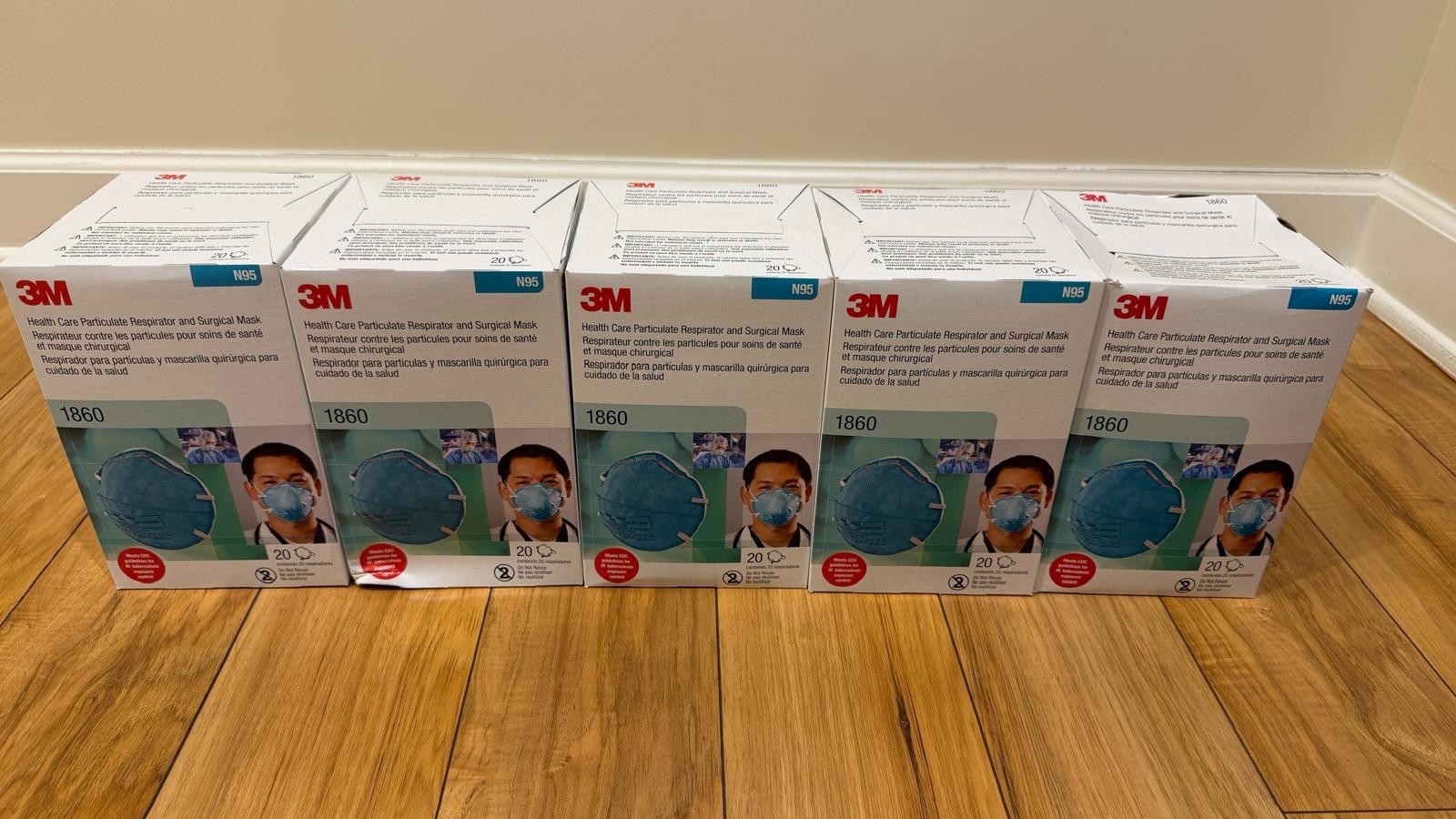 NEW 3M 1860 Surgical Mask N95, 100 Pack (Exp 2026/10 & 2027/03)