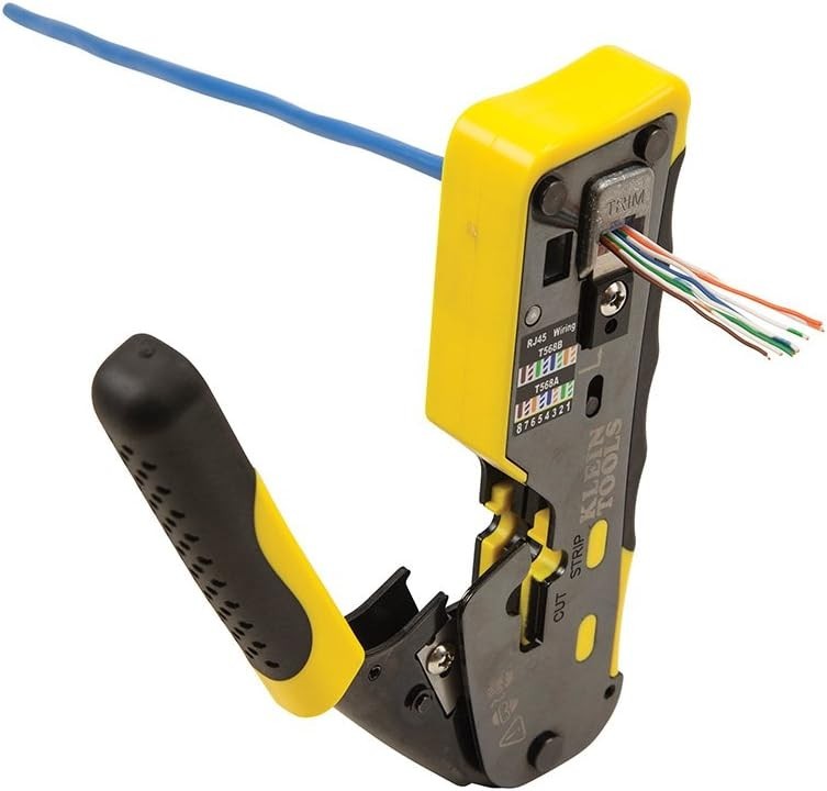 Data Cable Crimper Wire Stripper Cutter for RJ11 RJ12 RJ45 Pass-Thru Connectors