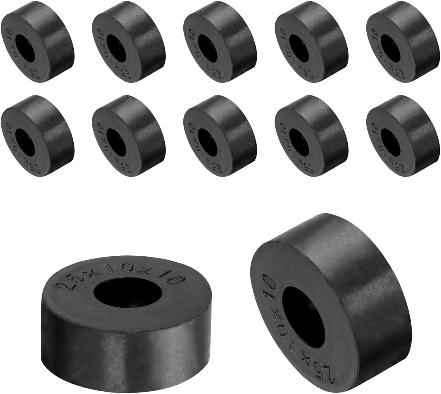 12Pcs Rubber Spacers 25Mm OD, 10Mm ID, 10Mm Height round anti Vibration Spacer R