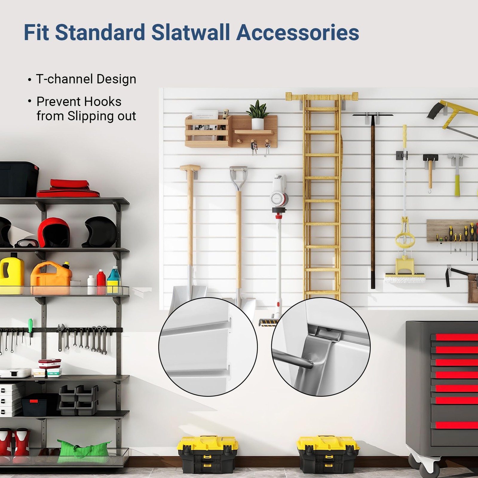 Slatwall Panel 8×4 FT Interlocking PVC Wall Mounted Garage Organizer White