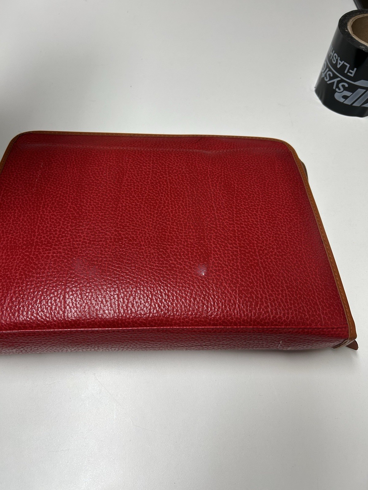 Vintage Planner Daily Use Ring Binder Organizer Zip Portfolio, Red/Brown