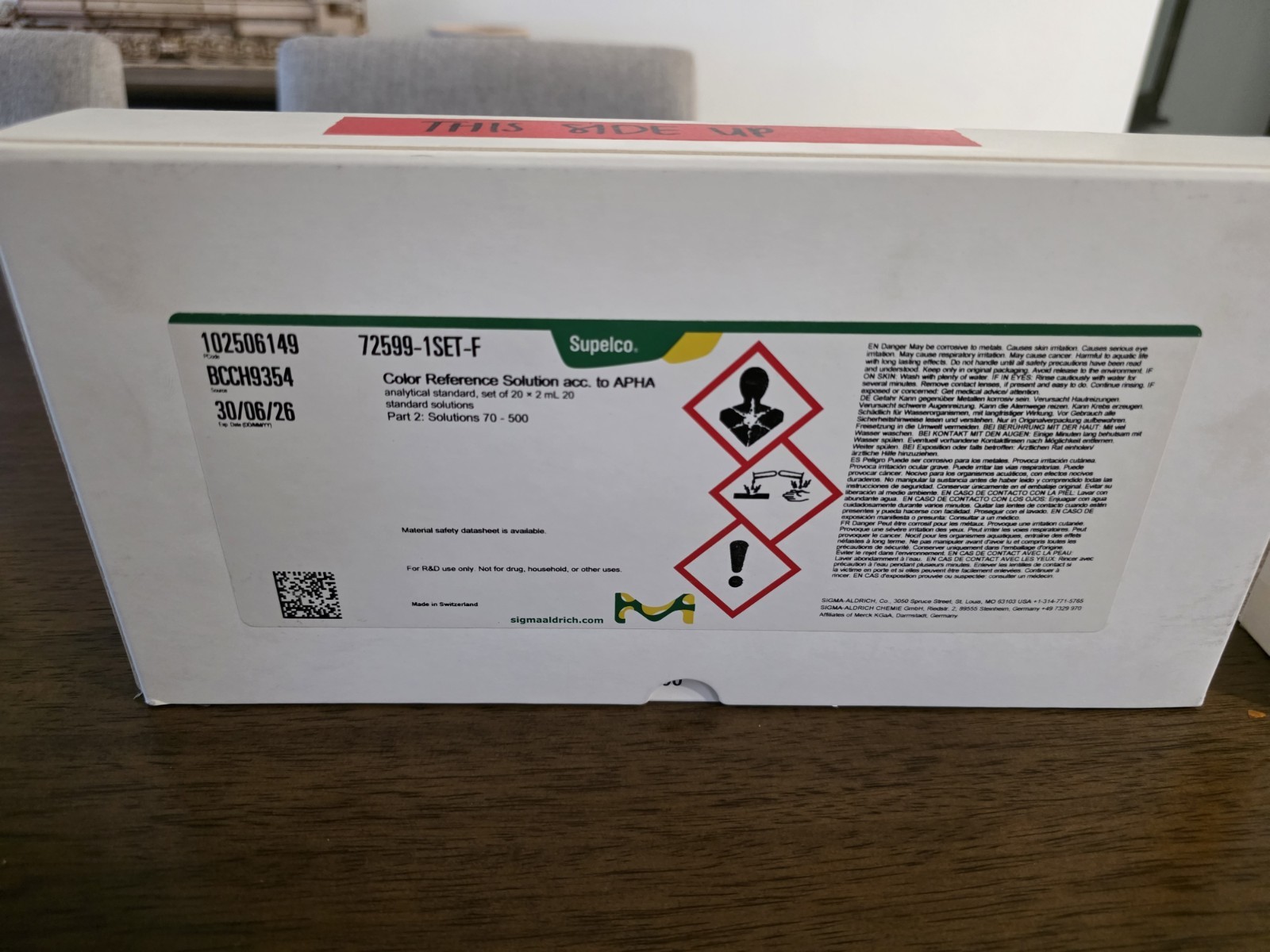 Supelco 72599-1SET-F Color Reference Solution Acc. To APHA PART 1/2 EXP 30/6/26