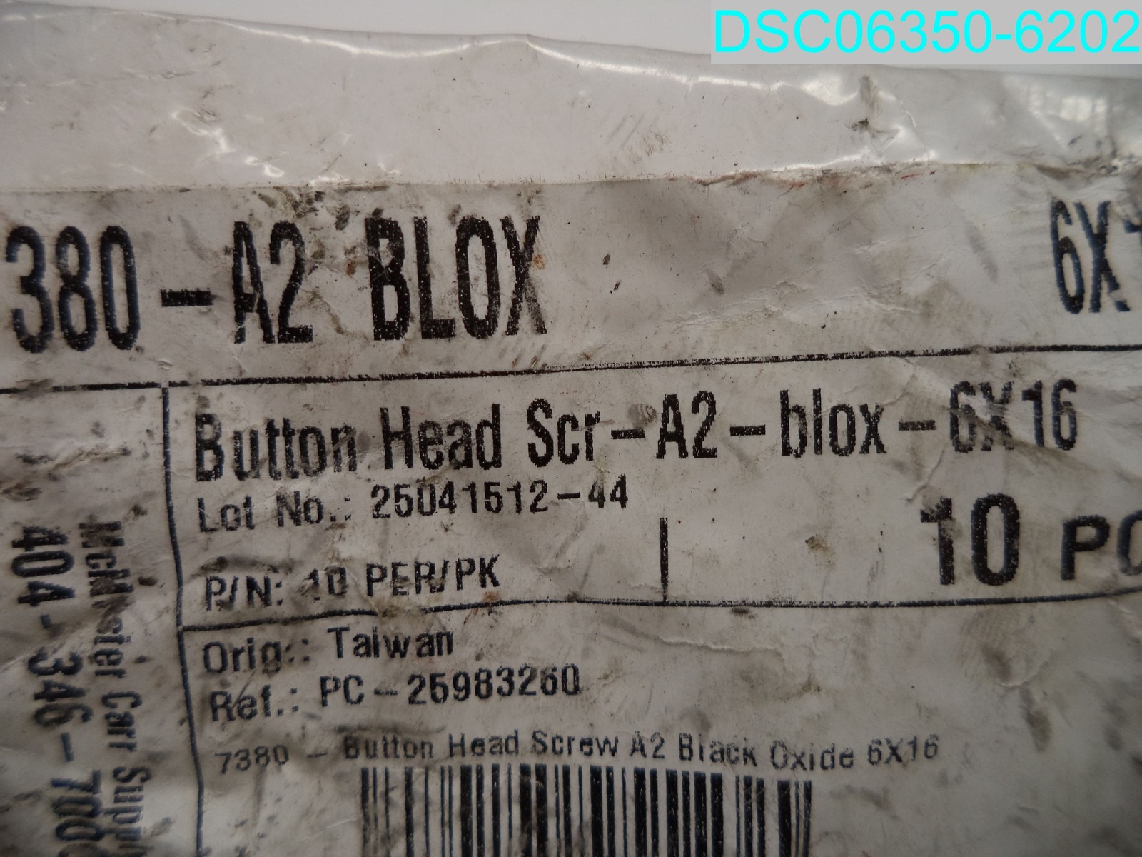 QTY=30(3X10): 7380-A2 BLOX McMaster Carr Button Head Screws A2 6X16 Black Oxide