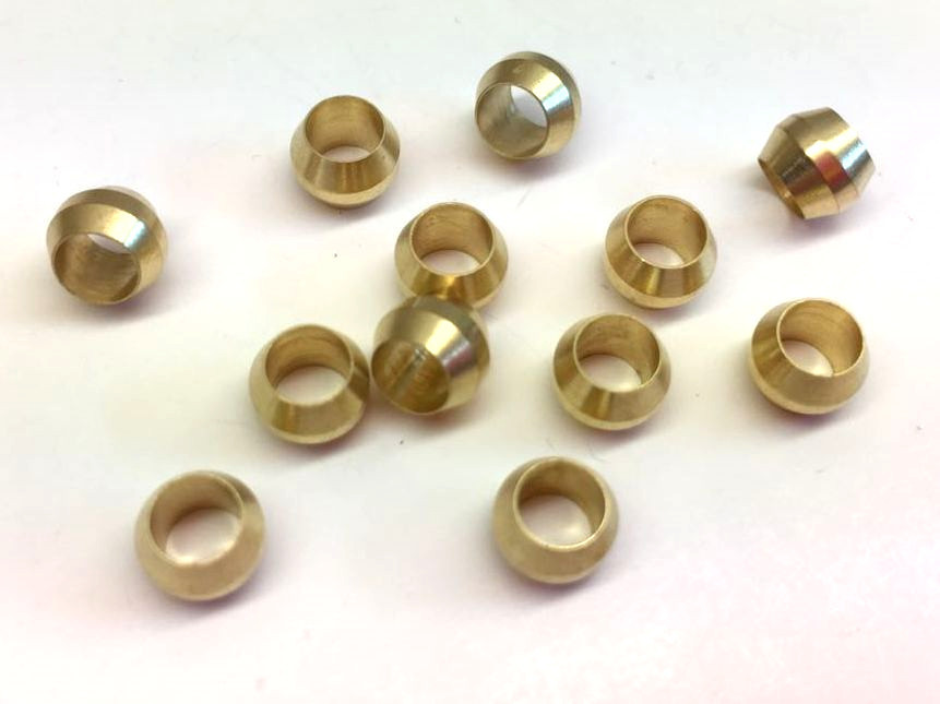 4mm ID x 12pcs Brass Compression Sleeve Ferrule Olive Barrel Ring Soft Copper