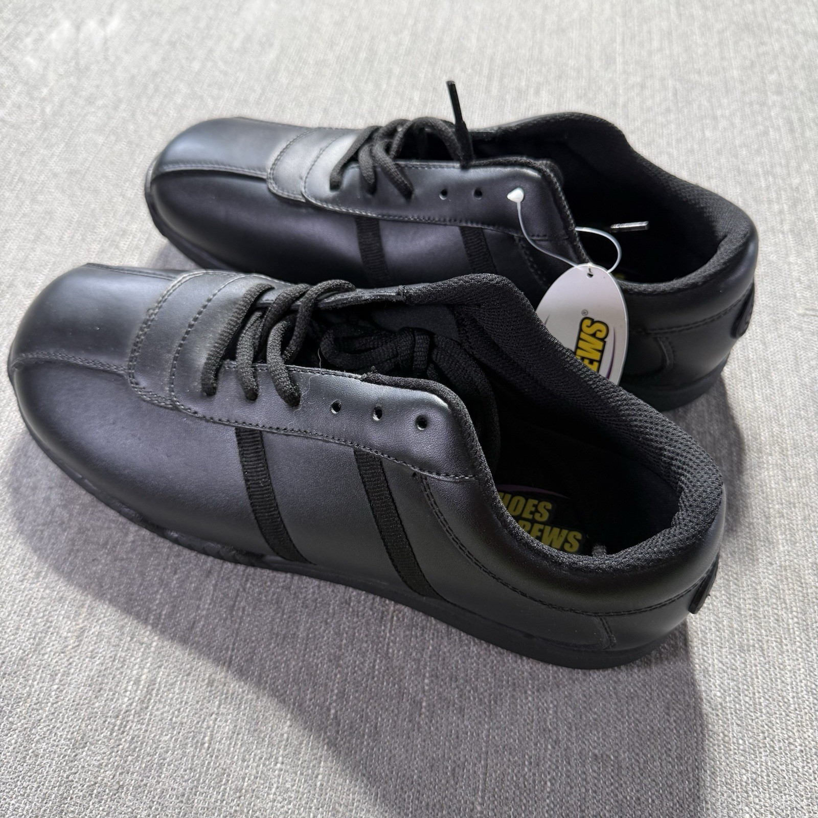NWOB Shoes For Crews 9031 Womens Black Leather Slip Resistant Work Shoes Size 9