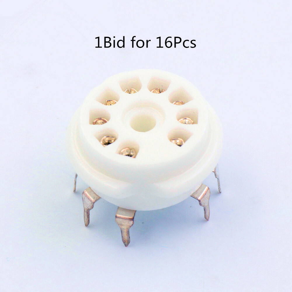 16Pcs 9 Pin Ceramic Tube Socket for 12AX7 EL84 5670 6922 12AU7 Audio PCB Mount