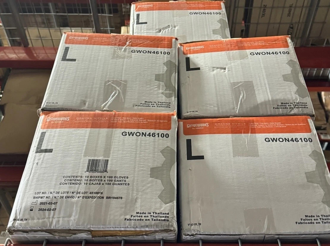 *10 pack* Lg Heavy Duty Orange Nitrile Gloves with Raised Diamond Texture, 8-mil