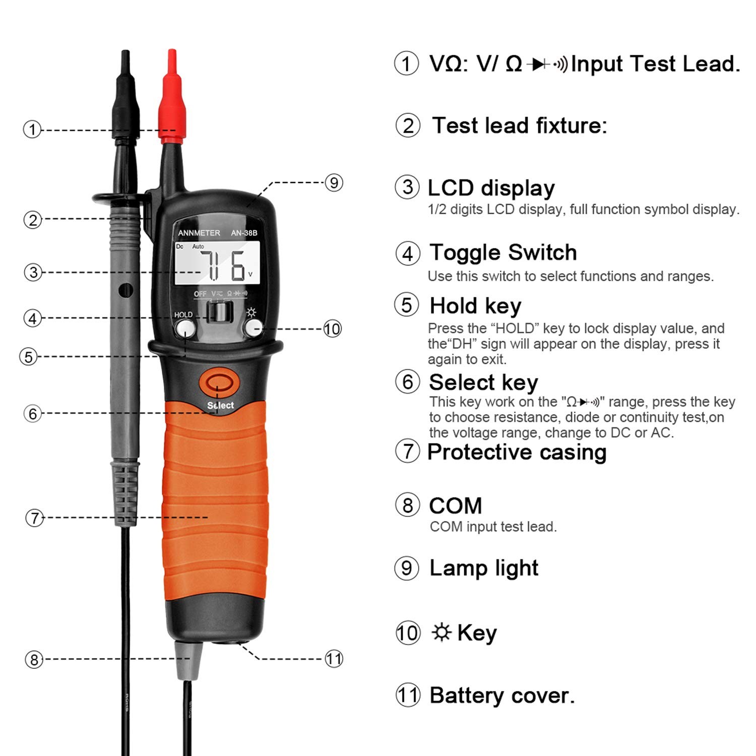 Pen Voltmeter Multimeter 600v Ac/dc Voltage Tester Resistance 20mฮ Ohm Meter Ele