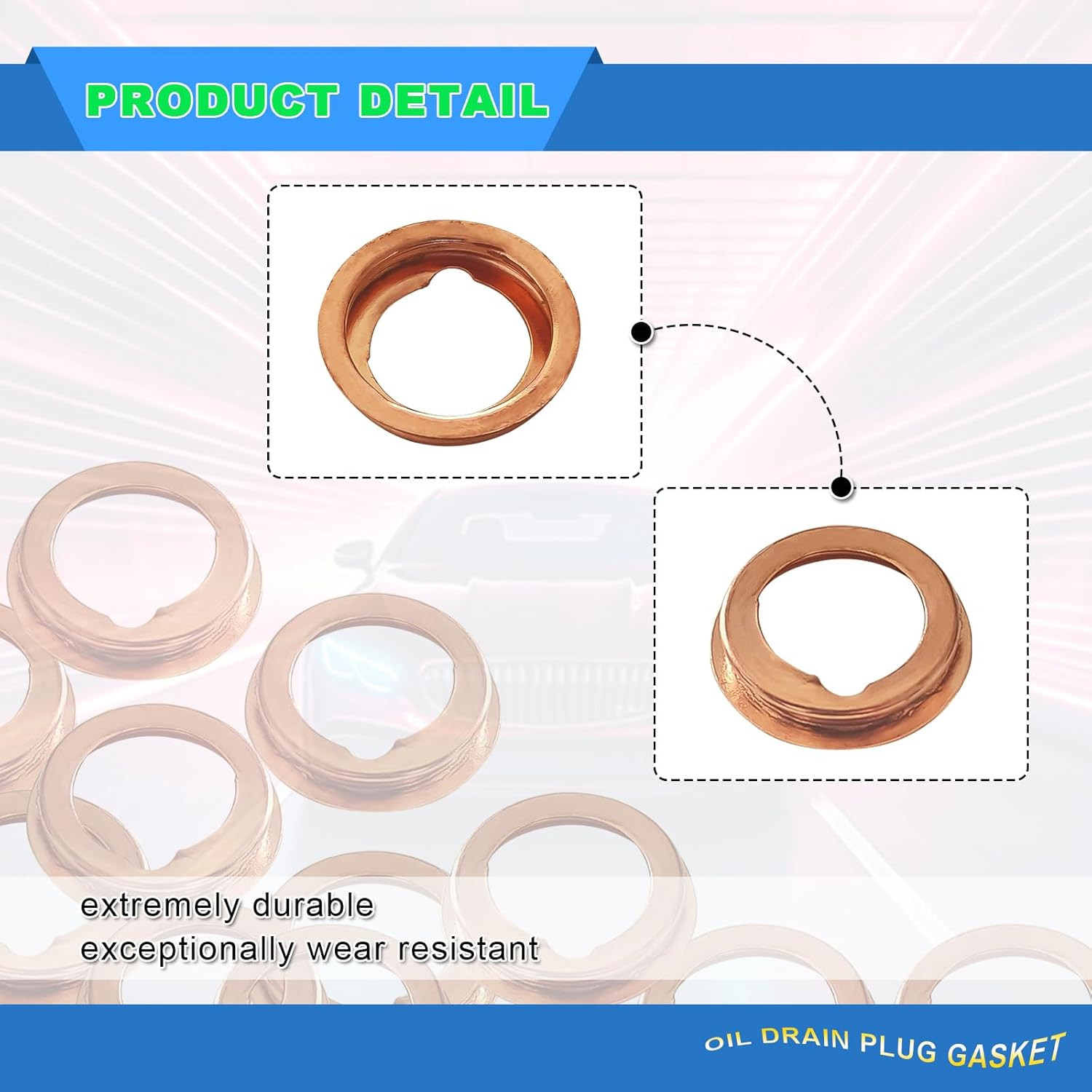 20Pcs Oil Drain Plug Gasket, Copper Crush Washer Compatible with Nissan/Infiniti