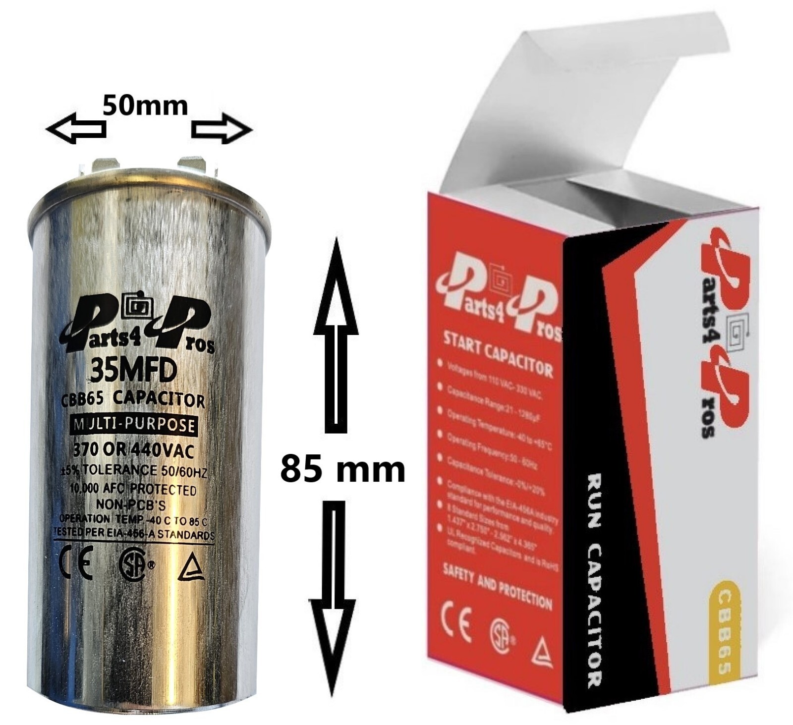 35uF MFD 370/440 V AC (10x) High Quality Oil Motor Run Capacitor 50x85mm