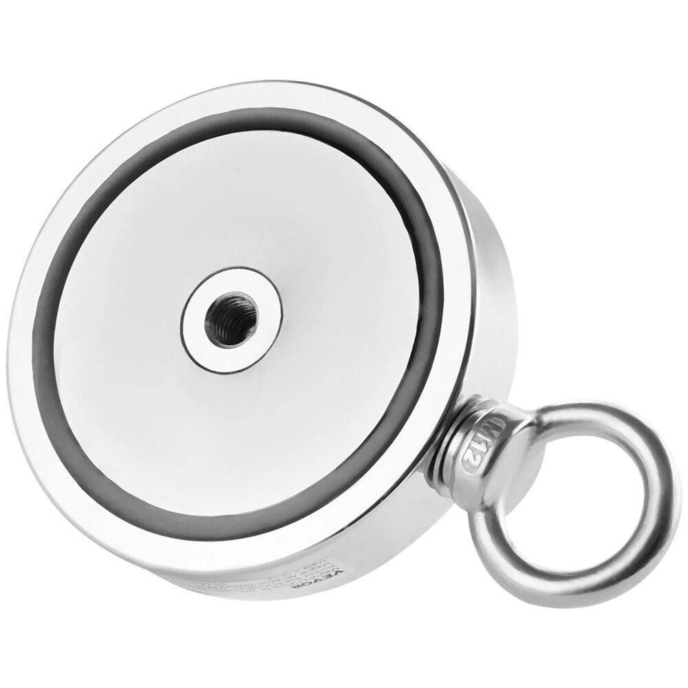 2000 LBS Strong Fishing Magnet Kit Double-Sided Pull Force and Rope Carabiner US