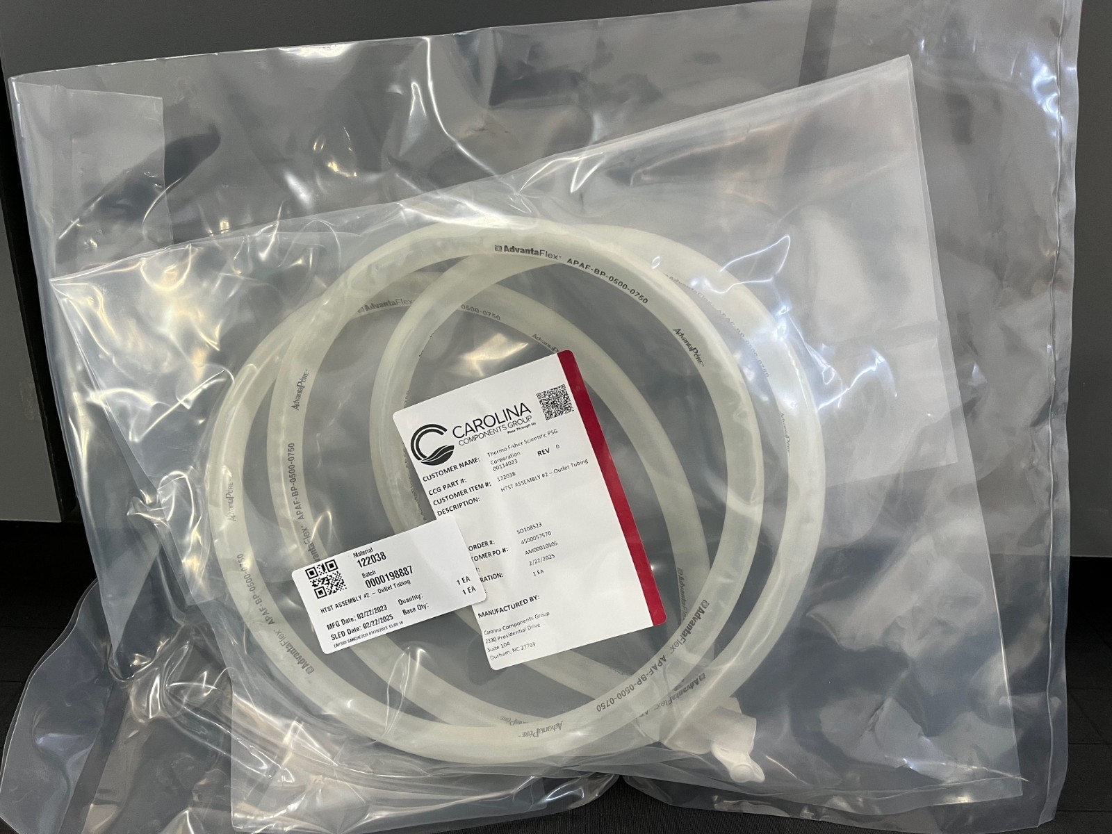 THERMO FISHER / HTST ASSEMBLY #2 – OUTLET TUBING / REF 122038 / EXP. 02/2025