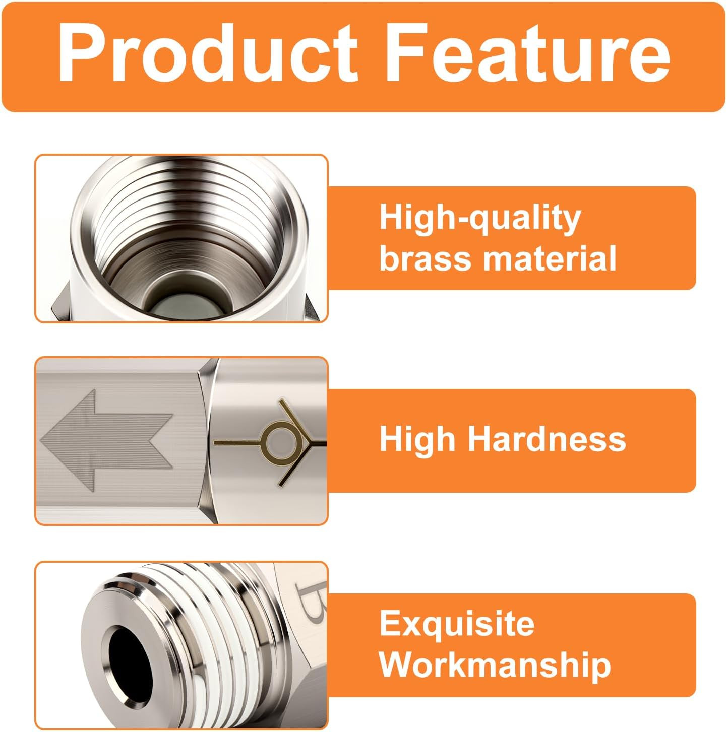 1Pc One-Way Non-Return Check Valve 1/4″ Male X 1/4″ Female Thread, Prevent Water