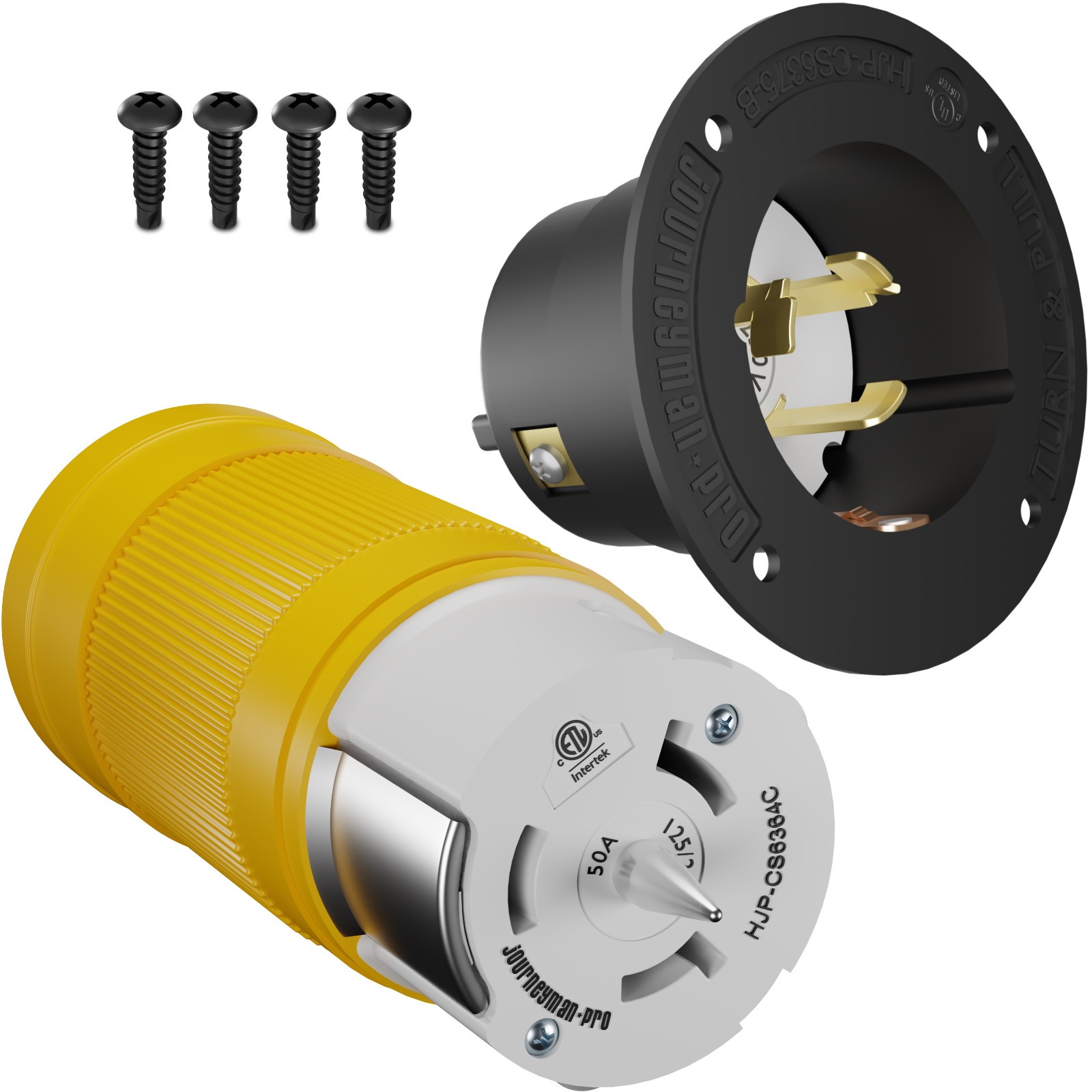 CS6364C + CS6375 Combo Set 50 Amp 125/250V 4-Prong Twist Lock Connector & Inlet