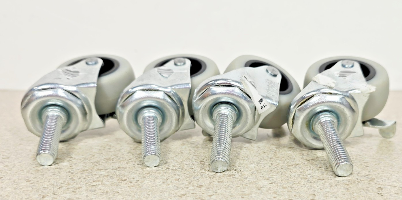 4PK 2 in. Gray Rubber Like TPR Steel Swivel Threaded Stem Caster Locking Brake
