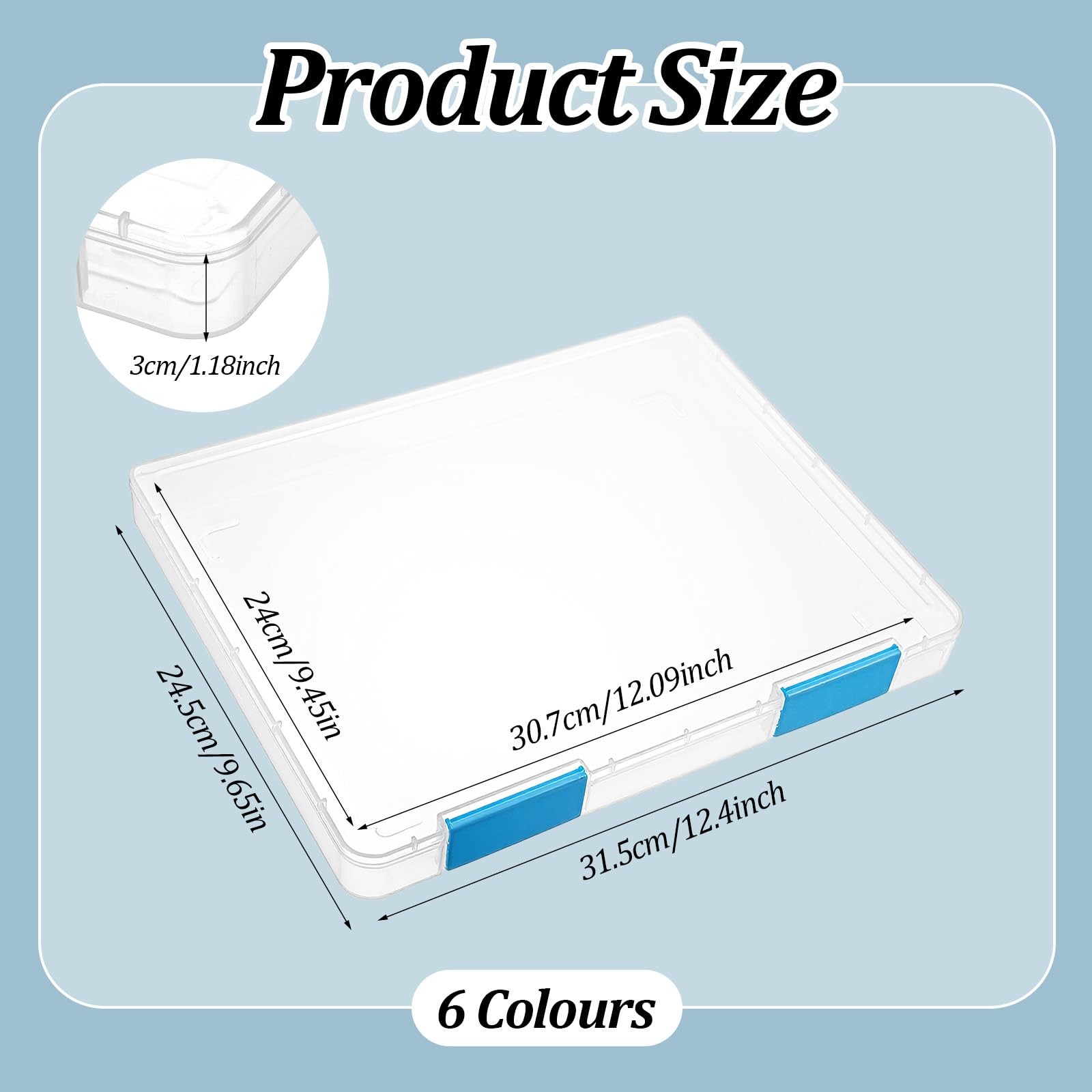 zisiueel 6 Pcs Clear A4 File Box Document 12.4 x 9.65 x 1.18 inches, clear