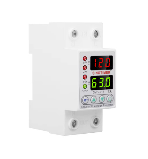 110V 120V DIN Rail Over Under Voltage Current Protector Relay 40A 63A