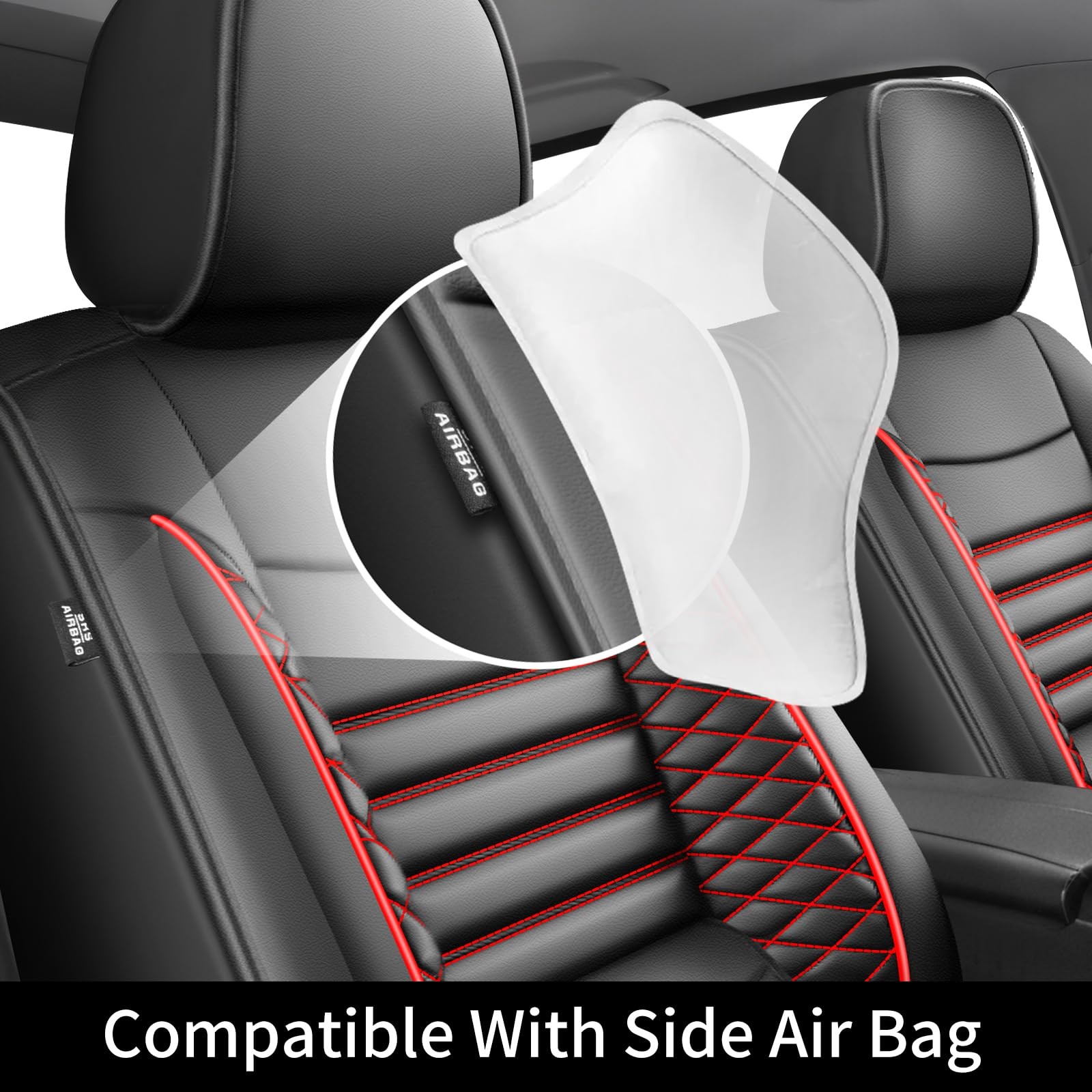 Trailblazer Seat Covers 2021-2026 Waterproof Leather 2 Front Black Red