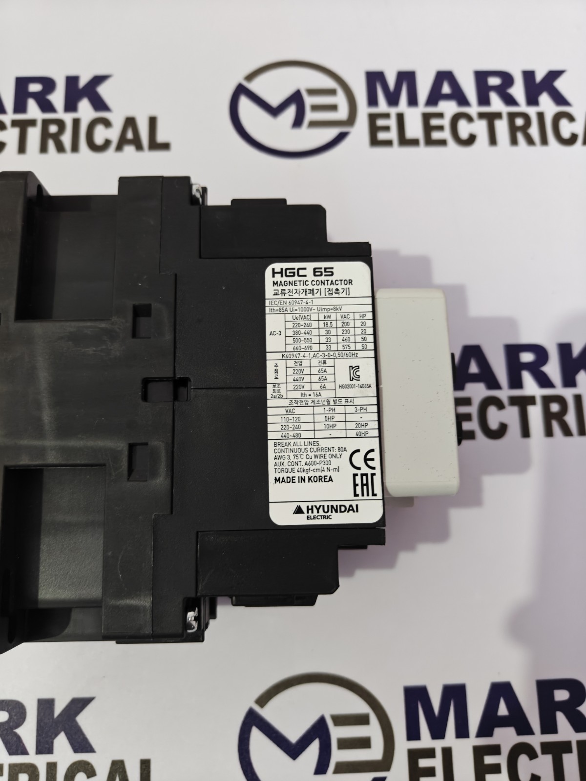 HYUNDAI ELECTRIC HGC65 MAGNETIC CONTACTOR 65A VOLTAGE 220VAC FAST SHIPPING