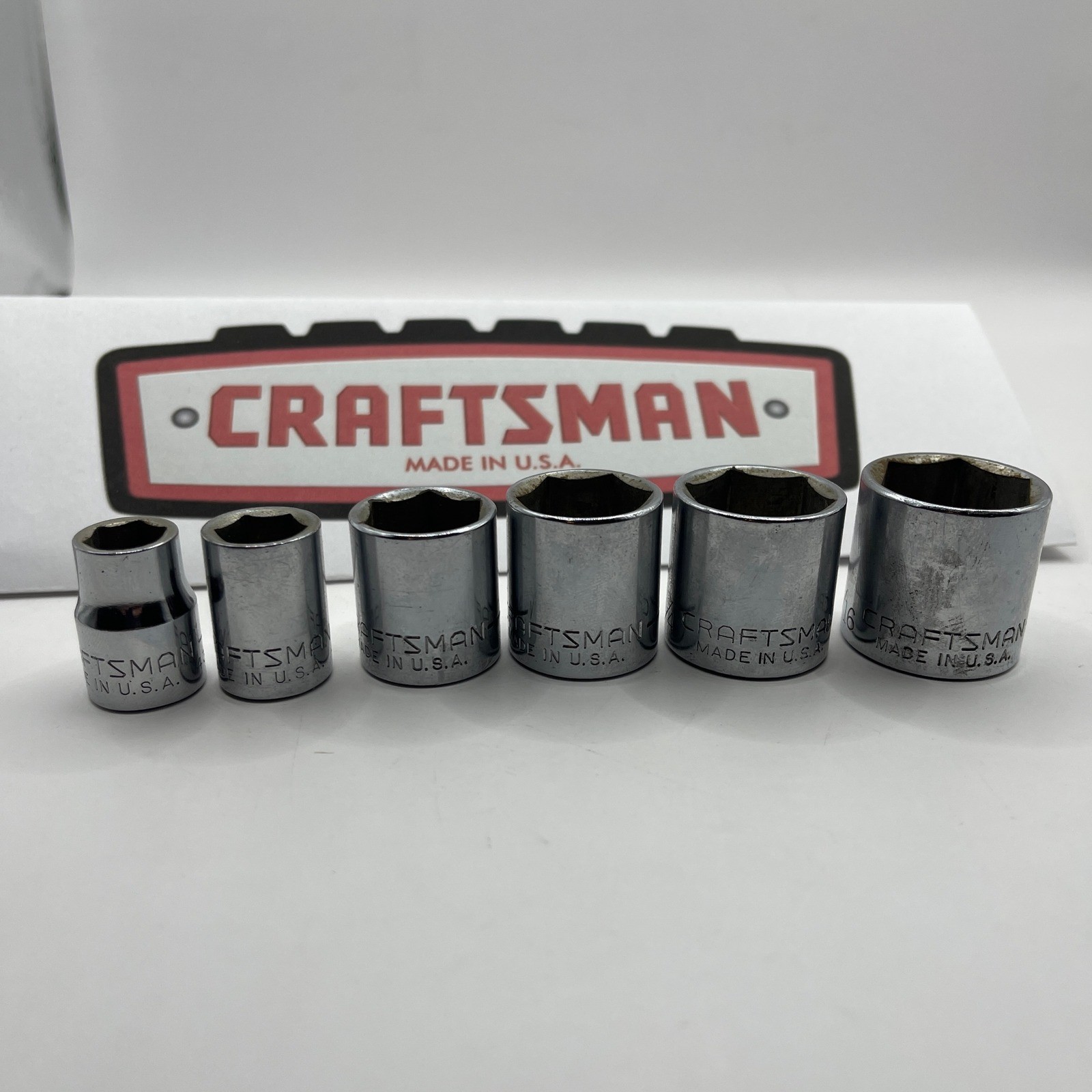 Craftsman 6pc 3/8 Drive SAE 6-Point Shallow Socket Set -V- Series Made in USA