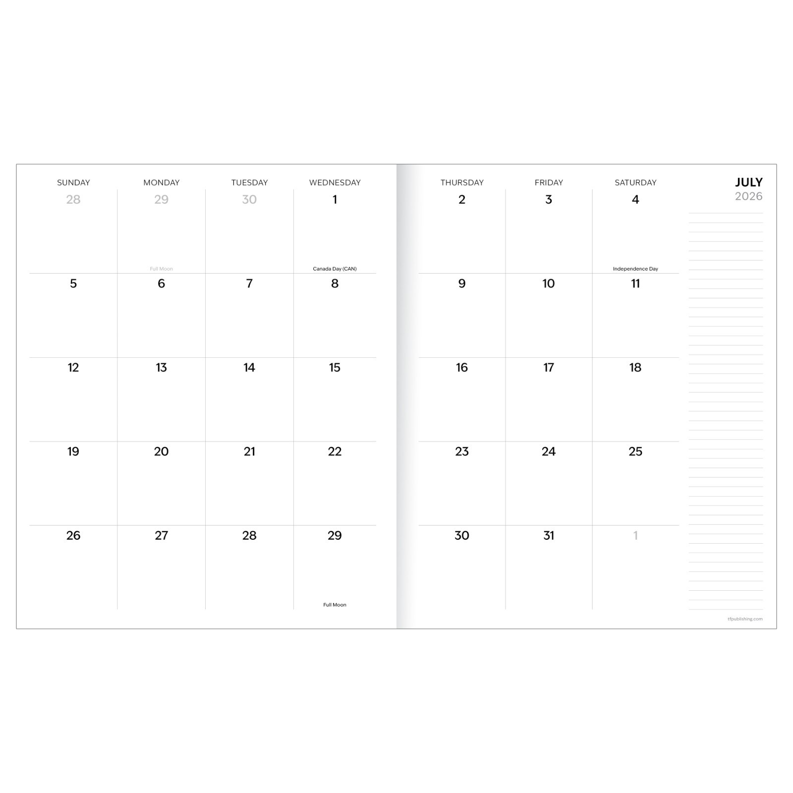 July 2026 – June 2027 Exotic Palms Large Monthly Planner