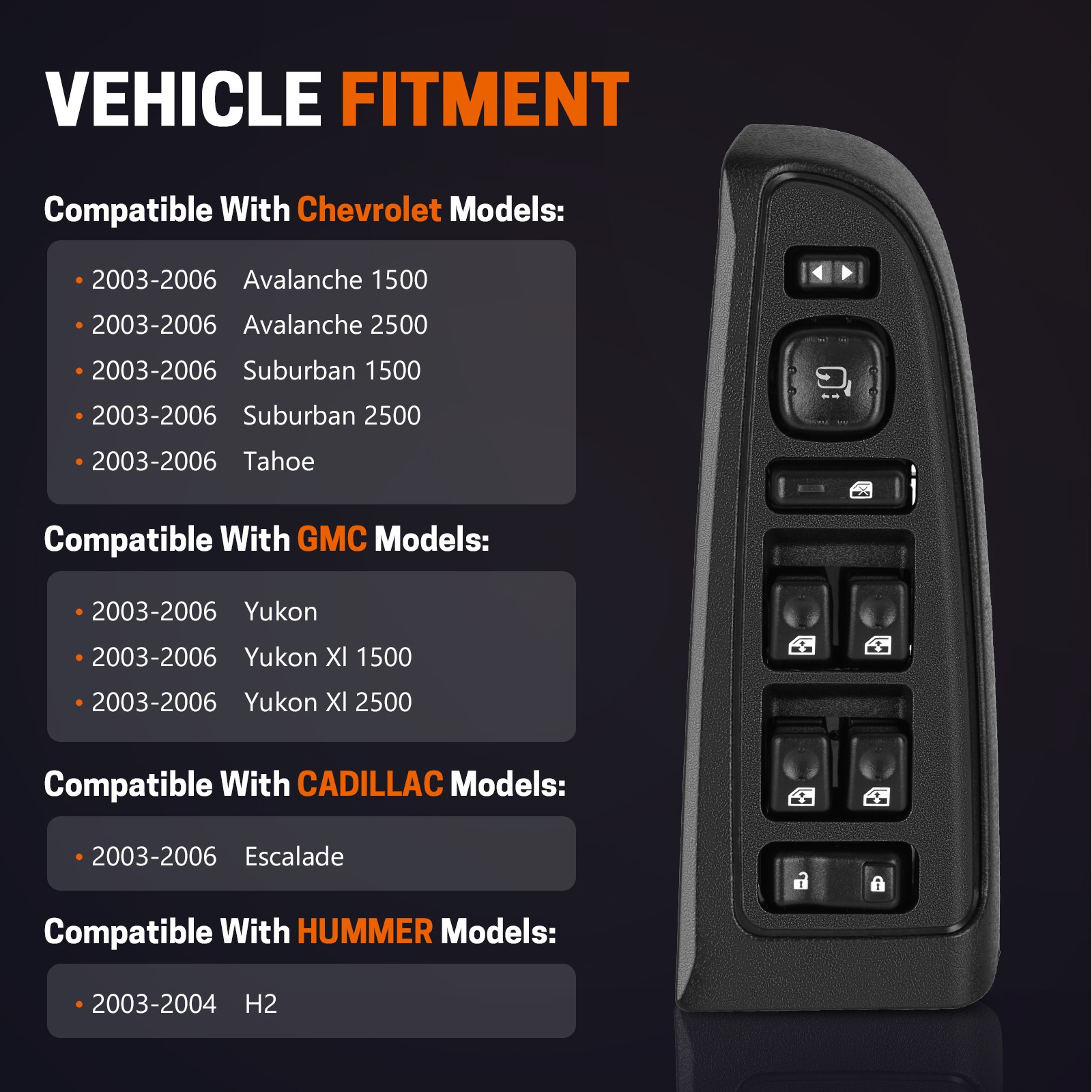 15883319 Master Power Window Switch for Chevy Tahoe 2003-2006 Silverado GMC