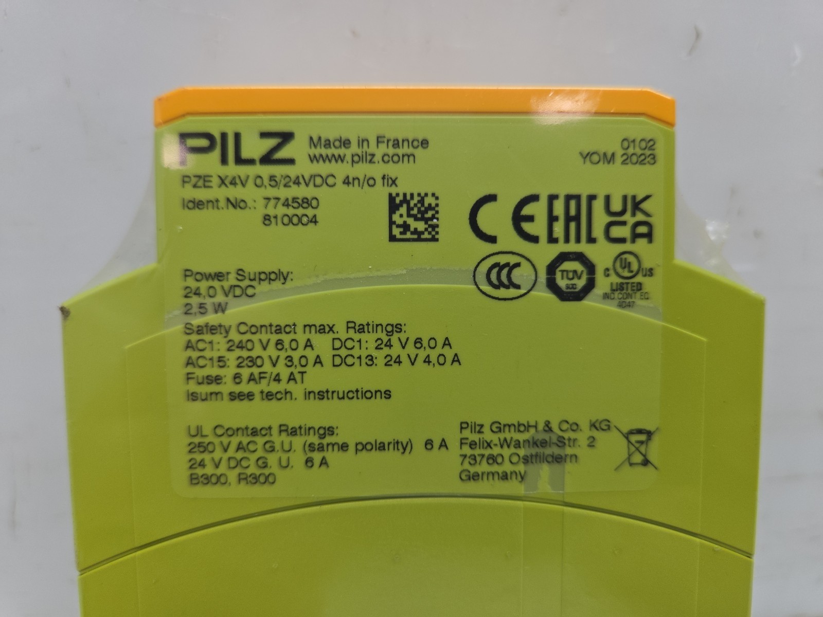Pilz PZE X4V 0.5/24VDC 4n/o Fix Safety Relay Contact Expansion Input 774580 New