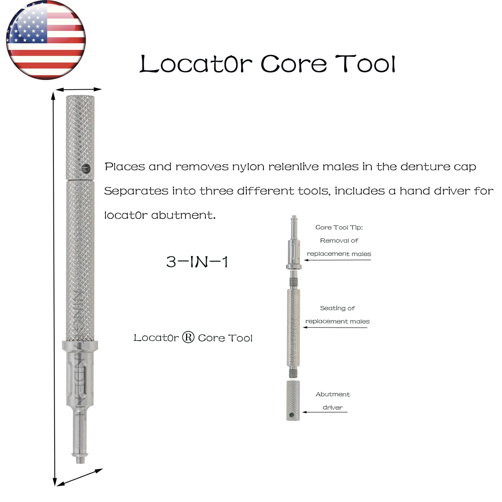 US Locator Tapered Abutment 1-5.0mm height for Zimmer TSV3.5 Mis Adin Implants