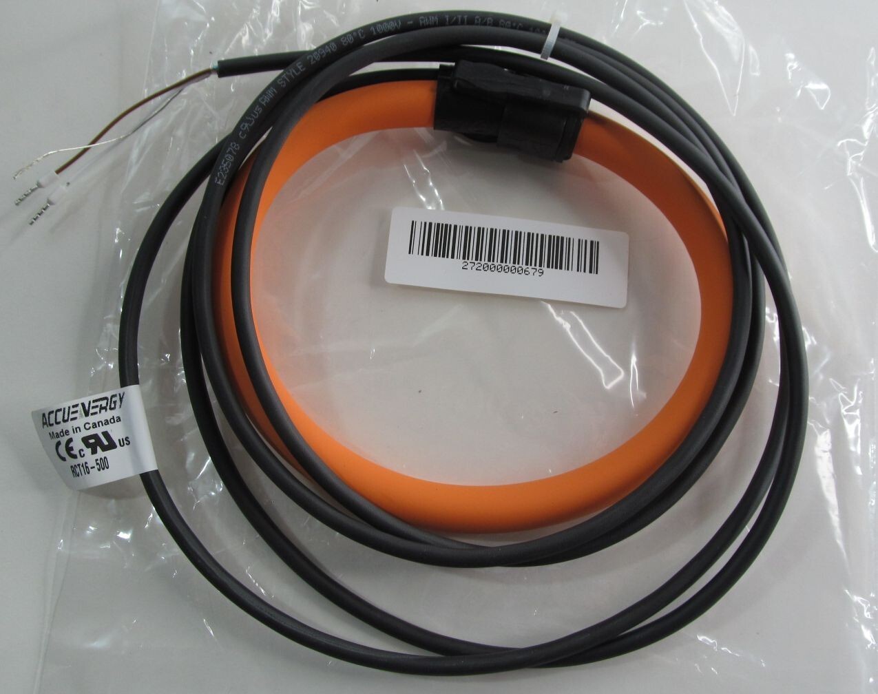NEW ACCUENERGY RCT16-500 FLEXIBLE ROGOWSKI 16″ CURRENT TRANSFORMER 500A 85″ LEAD
