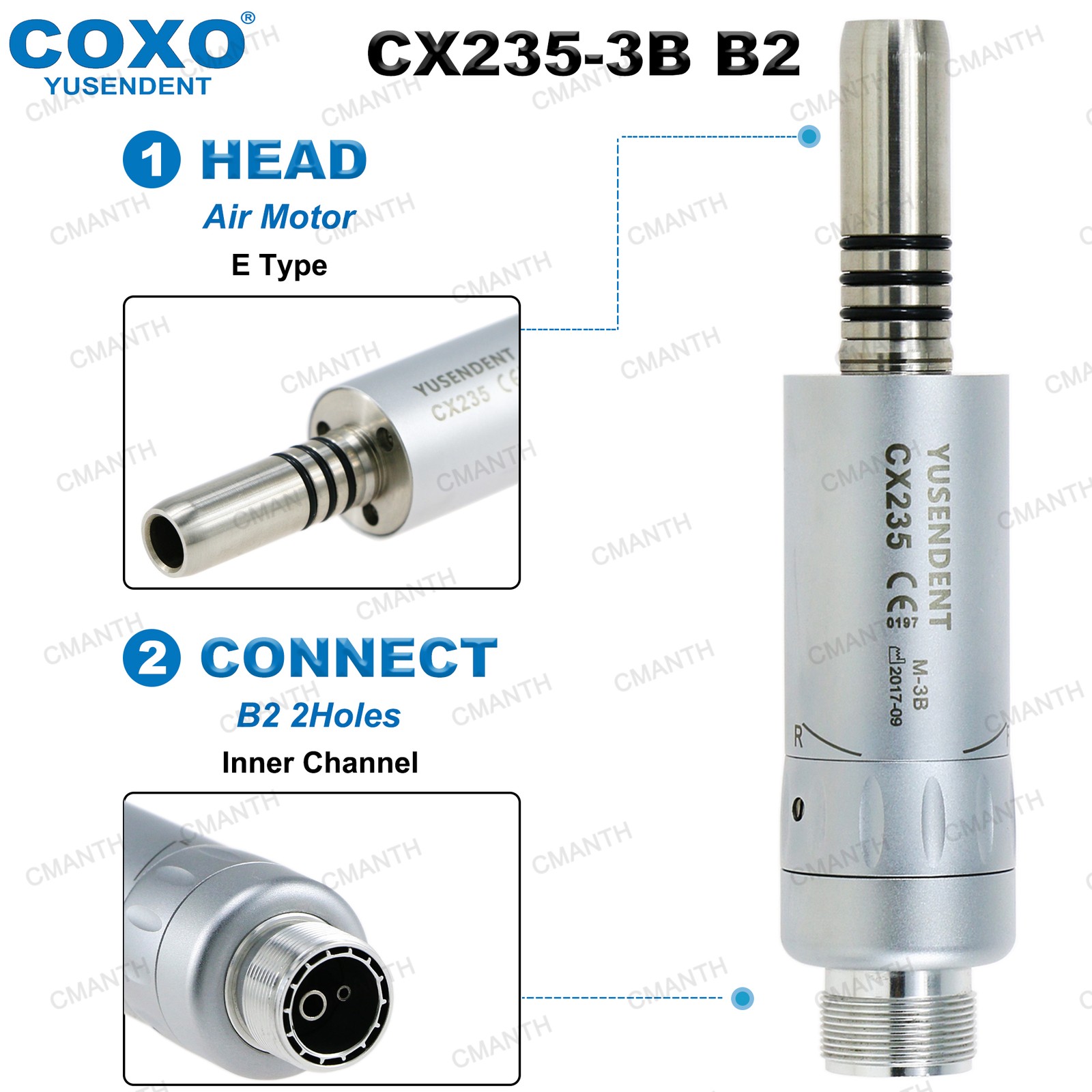 US COXO Dental Slow Speed Contra Angle Inner Water Air Motor Straight Handpiece