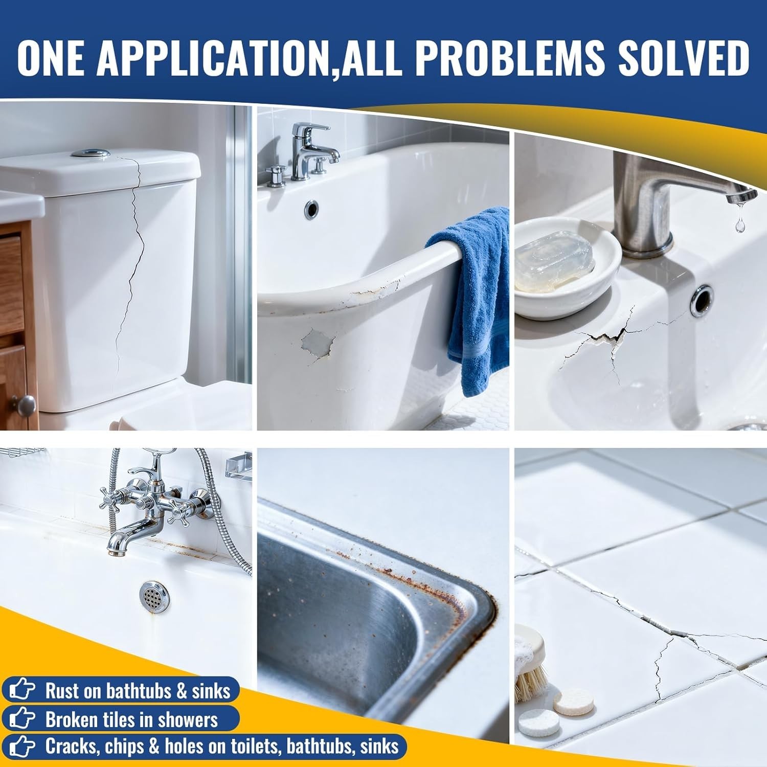 Porcelain Repair Kit White, Tub Sink Tile Crack Chip Fix Kit for Ceramic