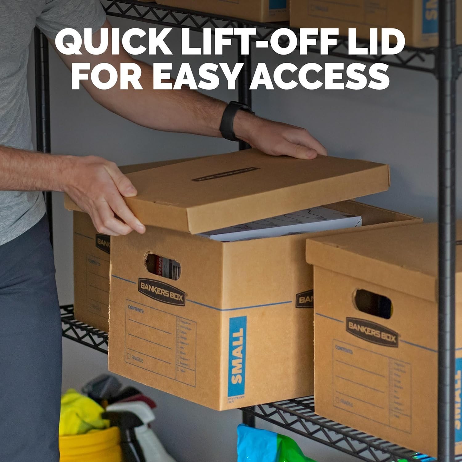 Small Classic Moving Box 10 Pack, Reinforced Handles, Tape-Free Assembly