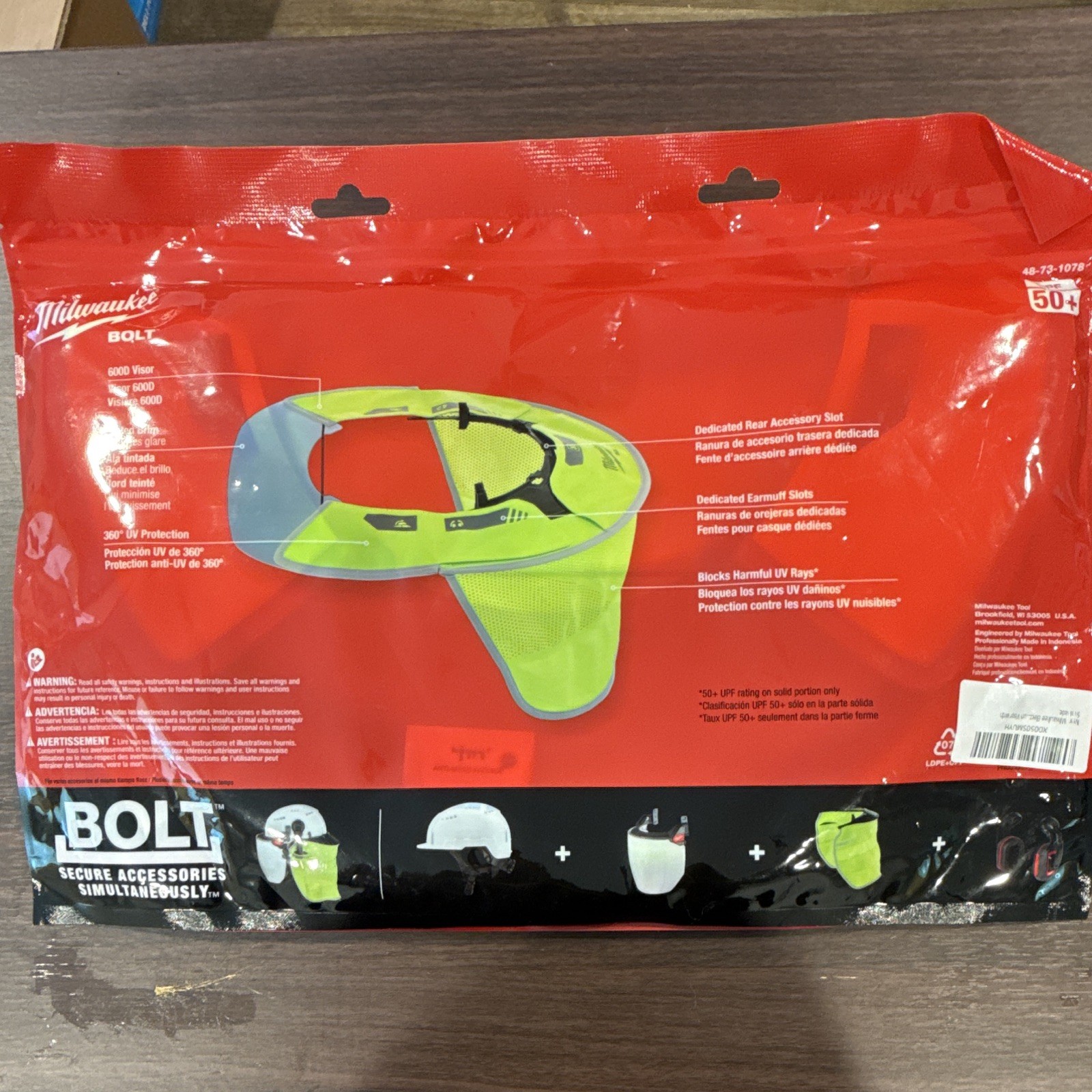 Milwaukee BOLT Sun Visor with Sunshade Hard Hat Accessory 48-73-1078